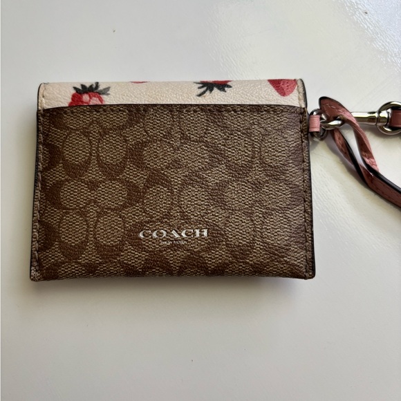 Coach Pink and Brown Wristlet with Strawberry Print - Picture 5 of 10